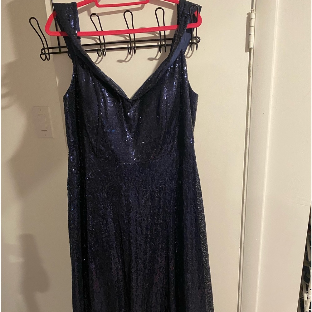 Size 18 navy sequin cap sleeve gown